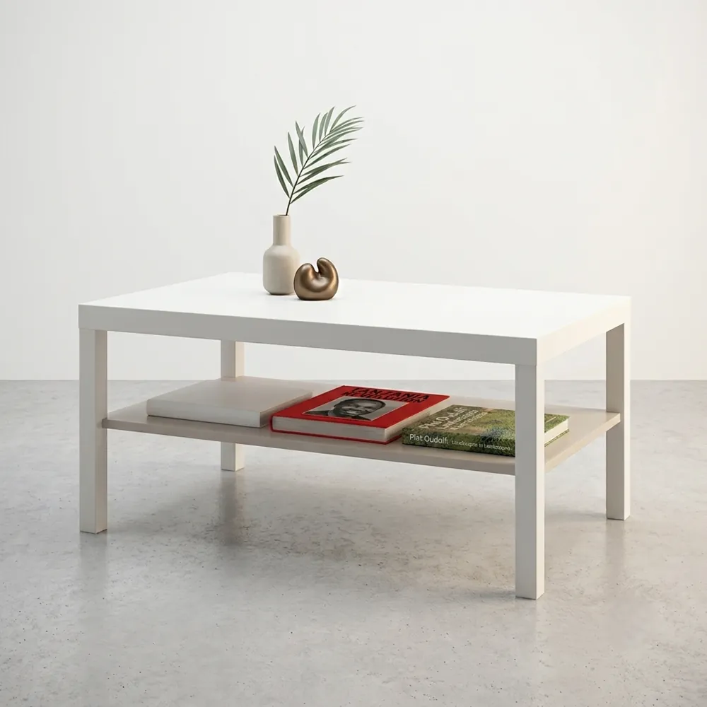 Coffee Table — White Twin-Tier